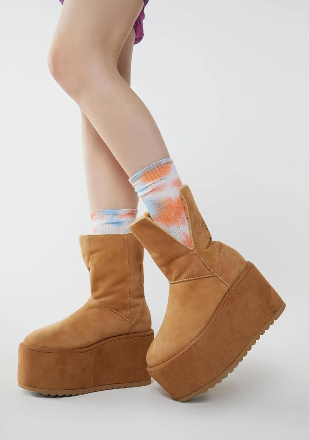 Dolls Kill Atmosphere Fleece Lined Suede Platform Boots by DARKER WAVS – Winter Boots with Cozy Fleece & Tread