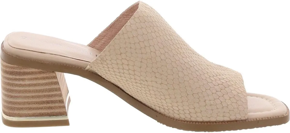 Donald Pliner Women's Haze Textured Stretch Fabric Mule Heeled, Slide, Comfortable, Leather, Chunky Sandals