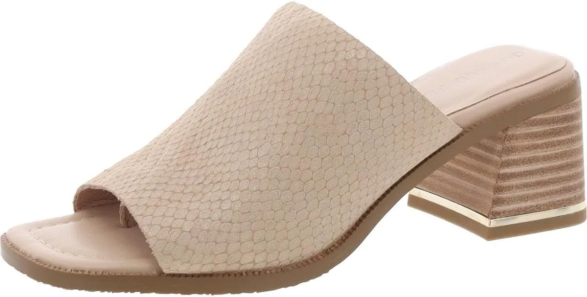 Donald Pliner Women's Haze Textured Stretch Fabric Mule Heeled, Slide, Comfortable, Leather, Chunky Sandals