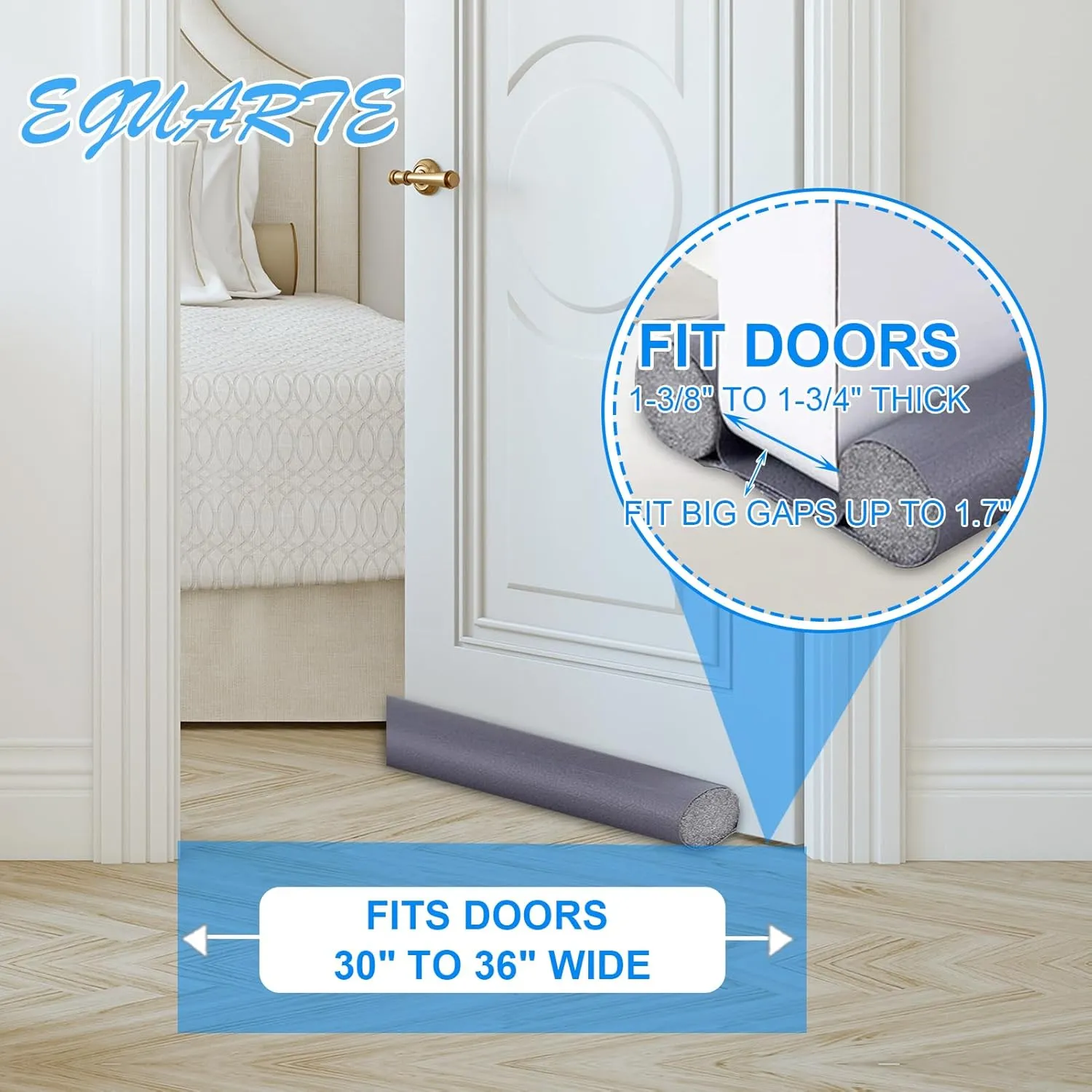 Door Draft Stopper for Bottom of Doors Weather Stripping Door Seal,36 Inch Under Door Draft Noise Blocker,Stoppers Door Draft Guard,Adjustable Twin Door Sweep Draft Seal,Home Essentials,Gray