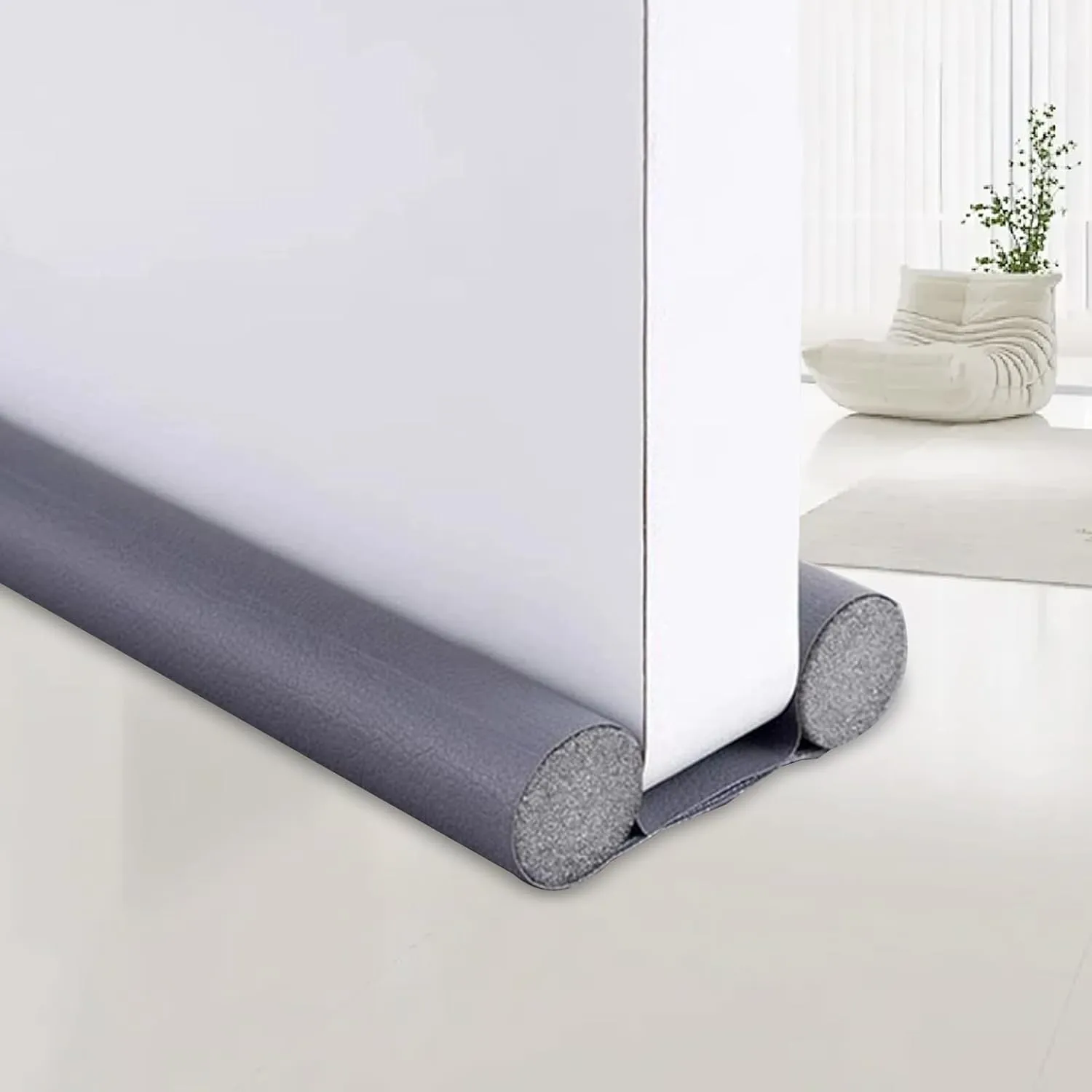 Door Draft Stopper for Bottom of Doors Weather Stripping Door Seal,36 Inch Under Door Draft Noise Blocker,Stoppers Door Draft Guard,Adjustable Twin Door Sweep Draft Seal,Home Essentials,Gray