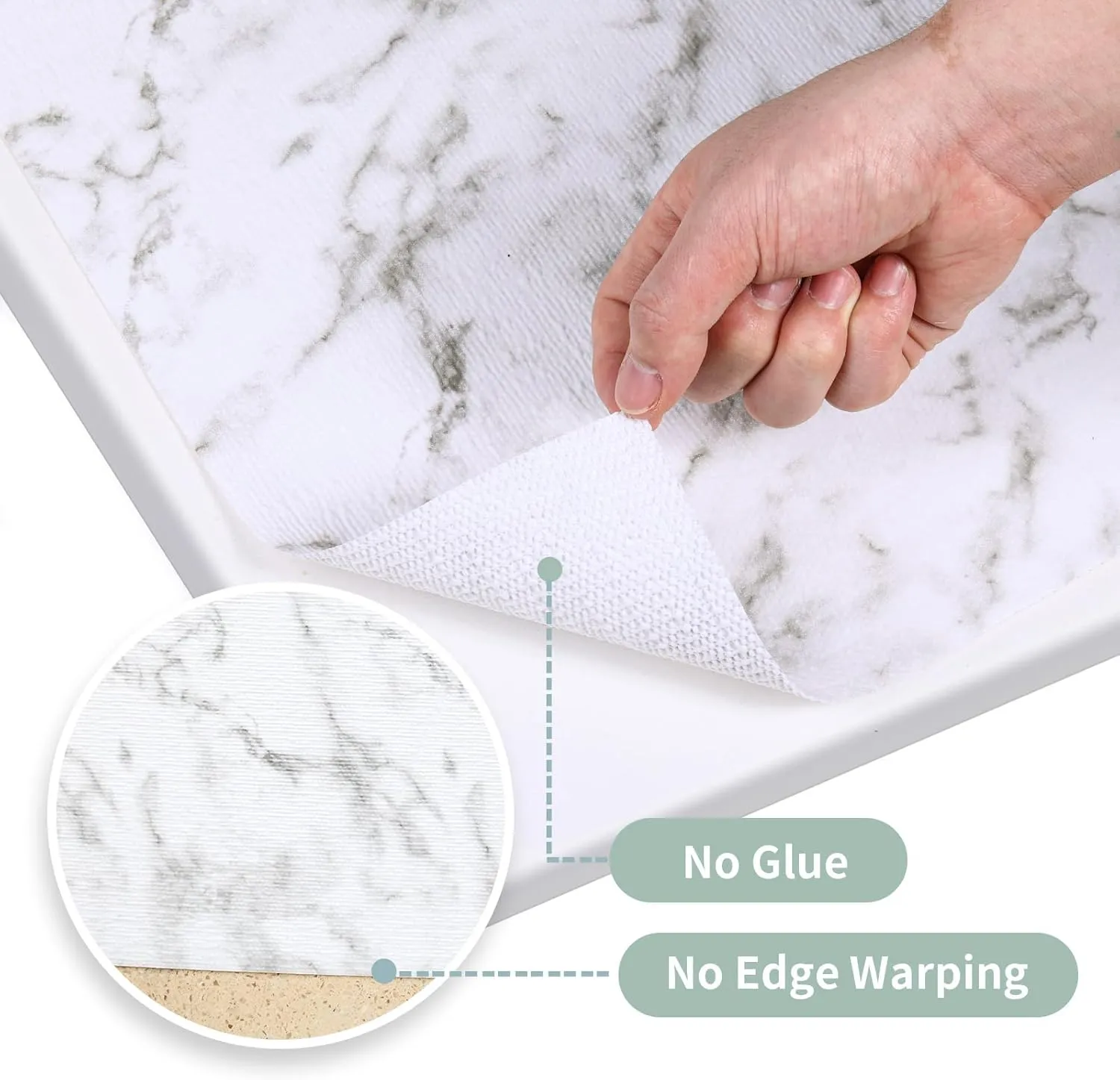 Drawer and Shelf Liner for Kitchen Cabinet: 12 in X 20 Ft Non Slip Waterproof Shelf Paper Non Adhesive Refrigerator Liners White Marble Easy Liners for Bathroom with Knife Tape Measure
