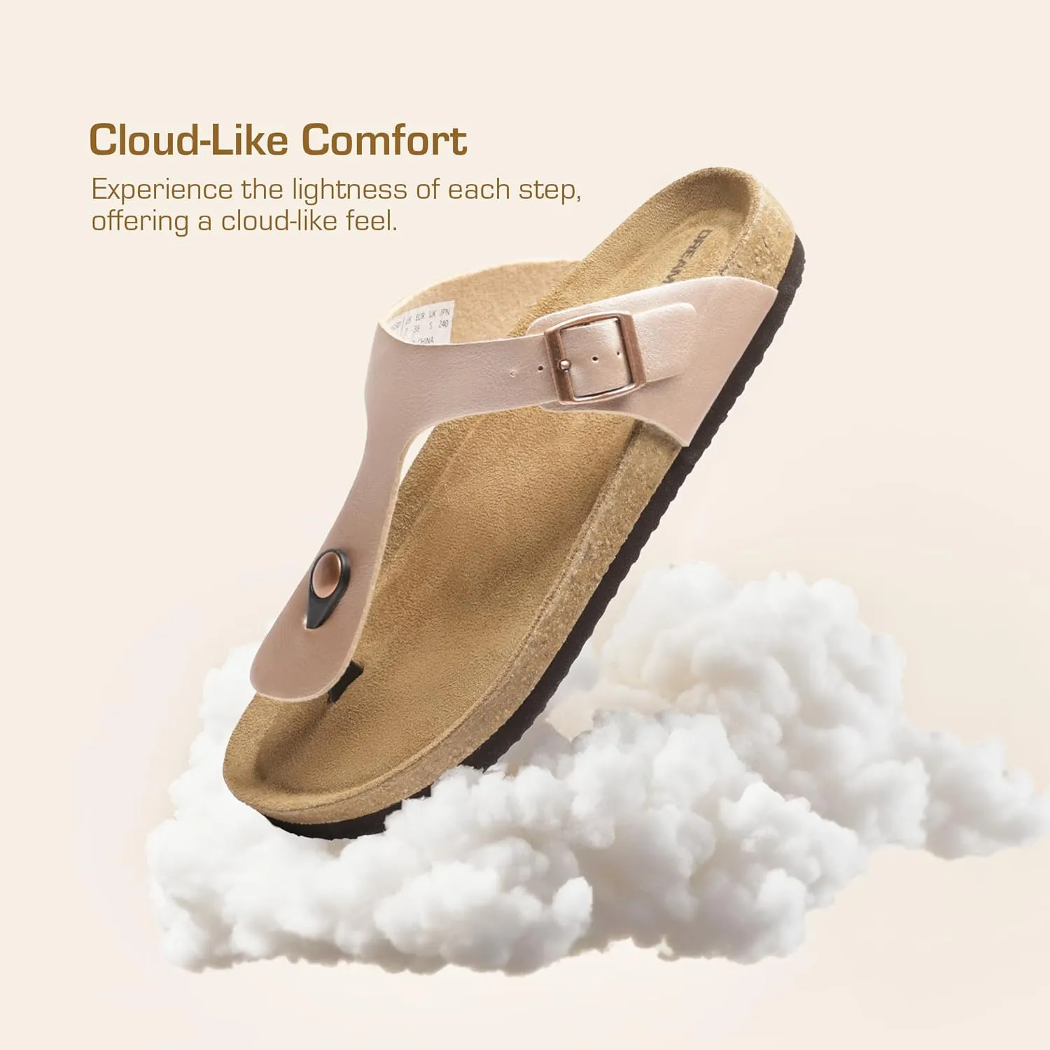 DREAM PAIRS Arch Support Thong Sandals for Women Casual Leather Flip Flops Dressy Slides with Soft Cork Footbed Adjustable Strap for Summer Beach Vacation