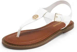 DREAM PAIRS Dressy T-Strap Flat Thong Sandals for Women Comfort Roman Gladiator Casual Summer Beach Flip Flop Shoes with Adjustable Back Ankle Strap