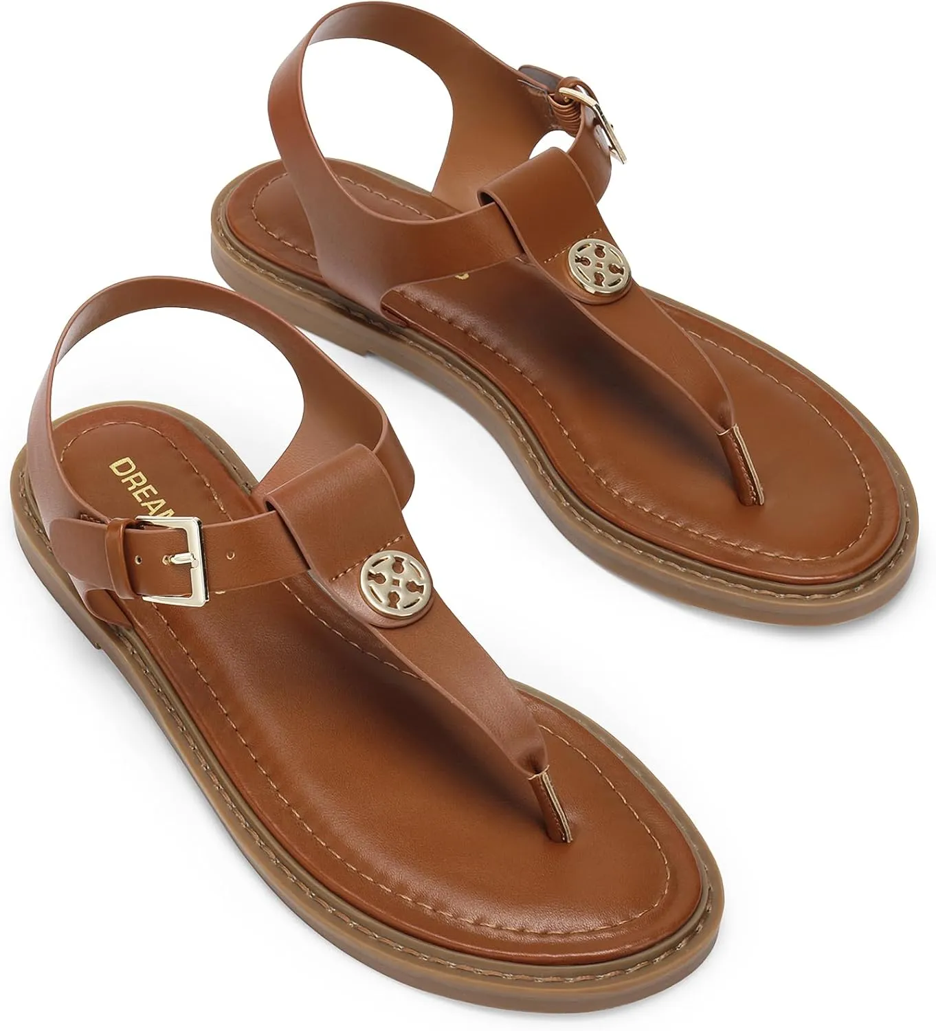 DREAM PAIRS Dressy T-Strap Flat Thong Sandals for Women Comfort Roman Gladiator Casual Summer Beach Flip Flop Shoes with Adjustable Back Ankle Strap