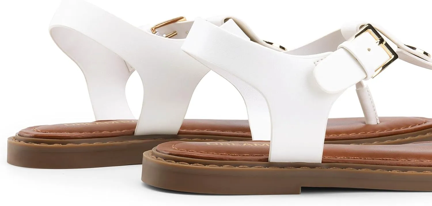 DREAM PAIRS Dressy T-Strap Flat Thong Sandals for Women Comfort Roman Gladiator Casual Summer Beach Flip Flop Shoes with Adjustable Back Ankle Strap