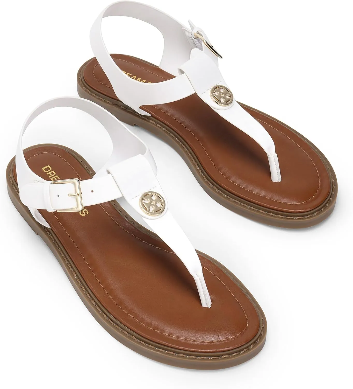 DREAM PAIRS Dressy T-Strap Flat Thong Sandals for Women Comfort Roman Gladiator Casual Summer Beach Flip Flop Shoes with Adjustable Back Ankle Strap