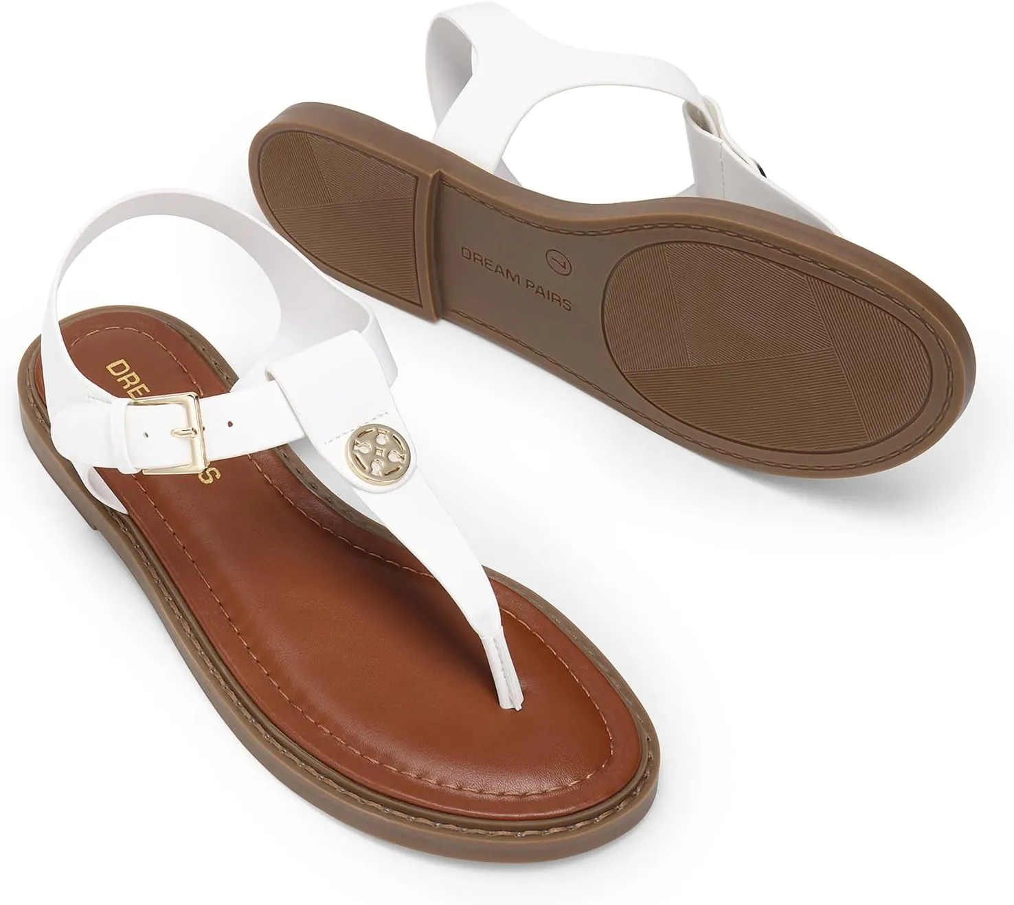 DREAM PAIRS Dressy T-Strap Flat Thong Sandals for Women Comfort Roman Gladiator Casual Summer Beach Flip Flop Shoes with Adjustable Back Ankle Strap