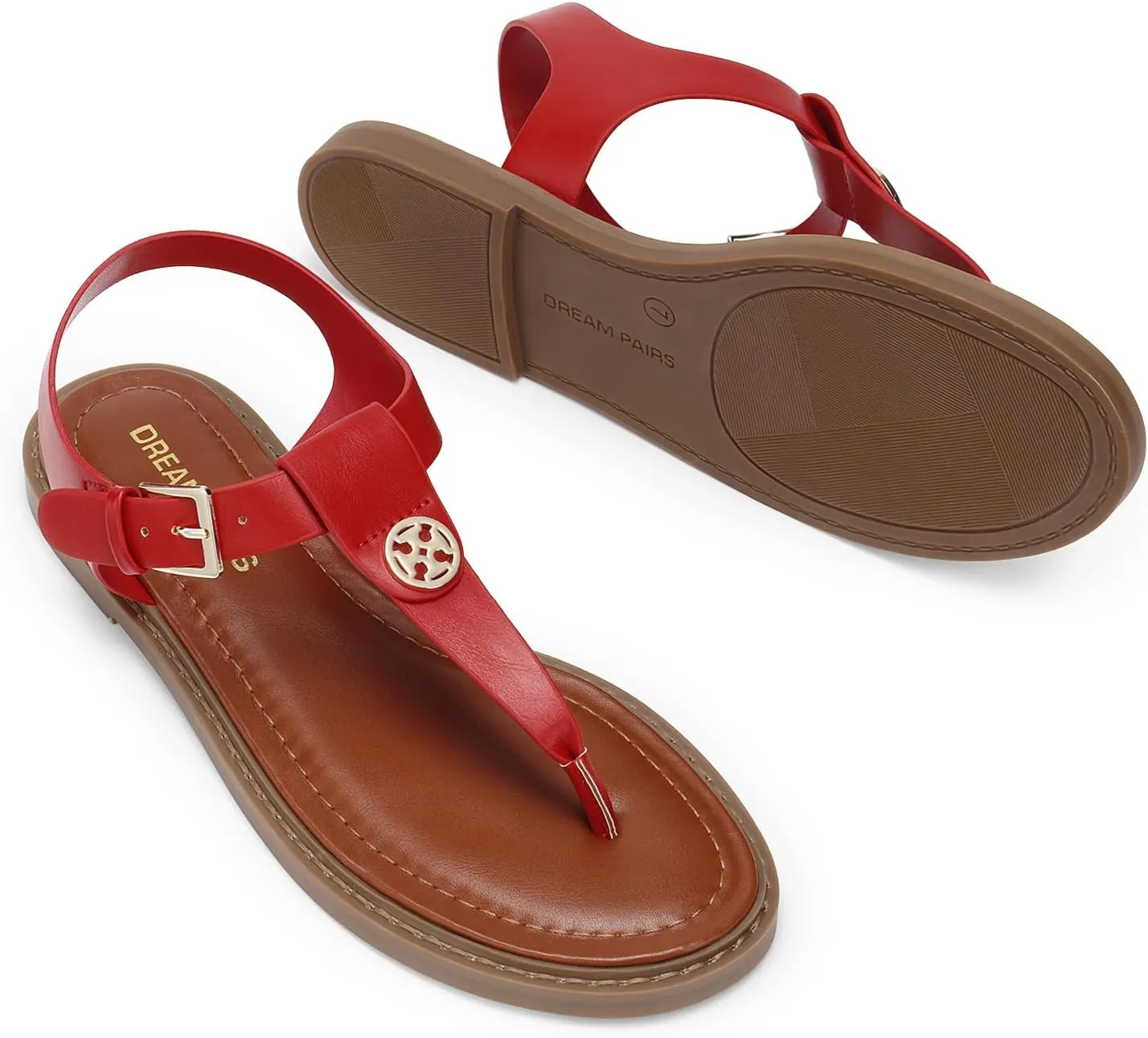 DREAM PAIRS Dressy T-Strap Flat Thong Sandals for Women Comfort Roman Gladiator Casual Summer Beach Flip Flop Shoes with Adjustable Back Ankle Strap