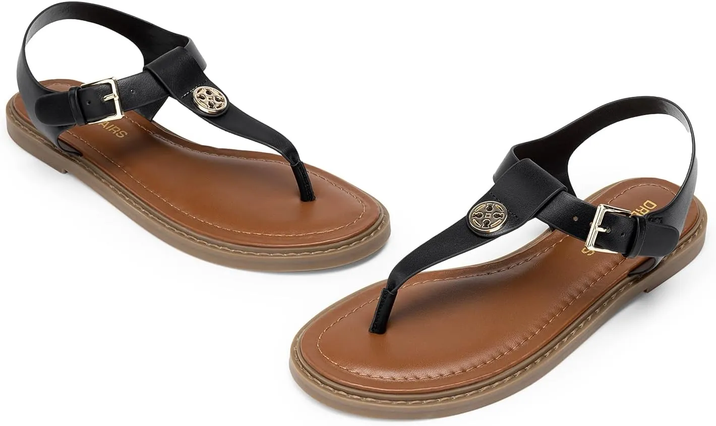 DREAM PAIRS Dressy T-Strap Flat Thong Sandals for Women Comfort Roman Gladiator Casual Summer Beach Flip Flop Shoes with Adjustable Back Ankle Strap