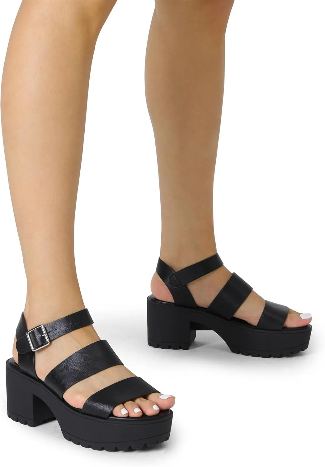 DREAM PAIRS Platform Heels for Women Lightweight Chunky Open Toe Stylish Comfortable Fisherman Sandals with Adjustable Ankle Strap