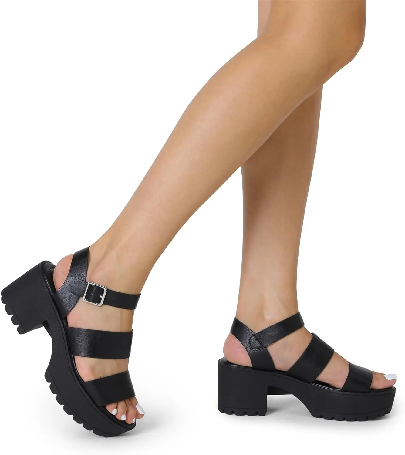 DREAM PAIRS Platform Heels for Women Lightweight Chunky Open Toe Stylish Comfortable Fisherman Sandals with Adjustable Ankle Strap
