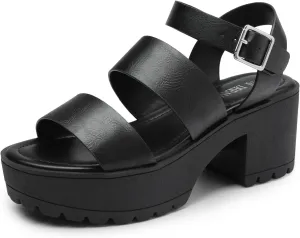 DREAM PAIRS Platform Heels for Women Lightweight Chunky Open Toe Stylish Comfortable Fisherman Sandals with Adjustable Ankle Strap