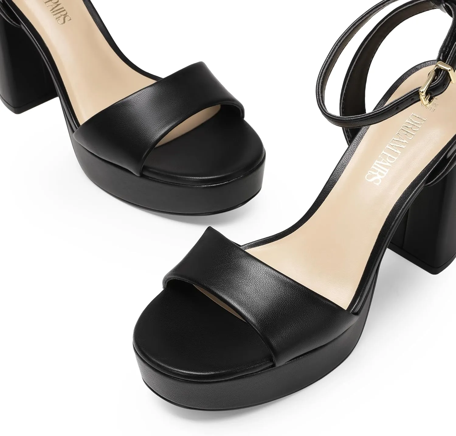 DREAM PAIRS Platform High Heels for Women Chunky Round Open Toe Ankle Strap Stylish Heeled Sandals for Party Prom Wedding