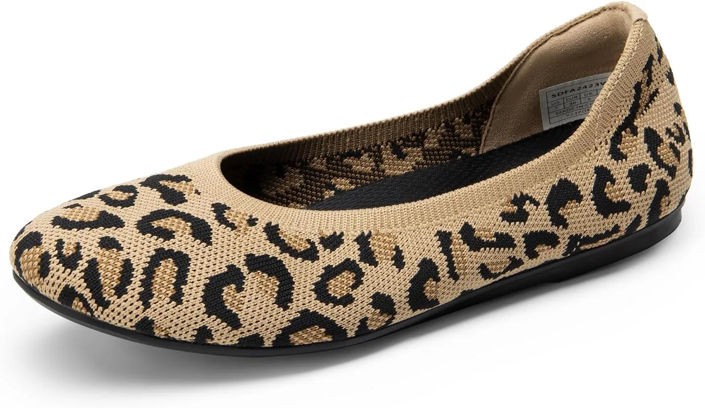 DREAM PAIRS Wide Ballet Flats Shoes for Women, Width Foldable Knit Women's Flats with Arch Support, Comfortable Shoes for Women Dressy Casual Work Office