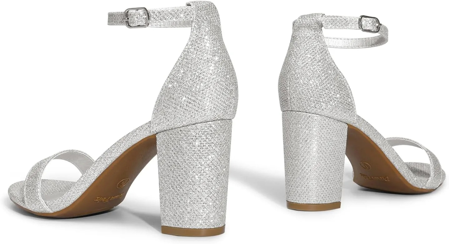 DREAM PAIRS Women's Chunk Low Heel Pump Sandals