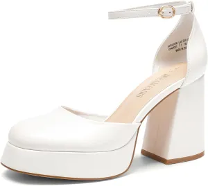 DREAM PAIRS Women's Chunky Platform High Heels Closed Toe Block Ankle Strap Dress Wedding Party Pumps Shoes