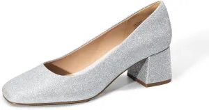 DREAM PAIRS Women's Low Chunky Heels Square Toe Pumps Comfortable Slip On Dress Shoes Wedding Party Office Shoes