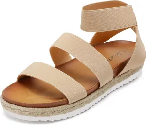 DREAM PAIRS Women’s Open Toe Ankle Strap Espadrille Flatform Platform Wedge Sandals