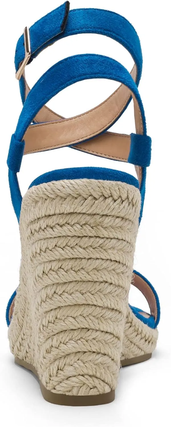 DREAM PAIRS Womens Open Toe Espadrilles Dressy Platform Sandals Buckle Ankle Strap Stylish Wedges Sandals