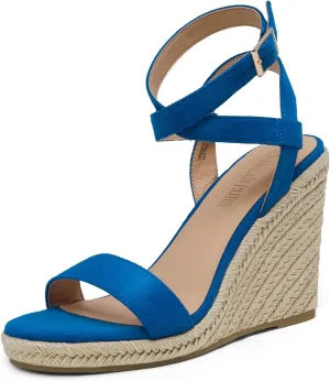 DREAM PAIRS Womens Open Toe Espadrilles Dressy Platform Sandals Buckle Ankle Strap Stylish Wedges Sandals
