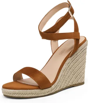 DREAM PAIRS Womens Open Toe Espadrilles Dressy Platform Sandals Buckle Ankle Strap Stylish Wedges Sandals
