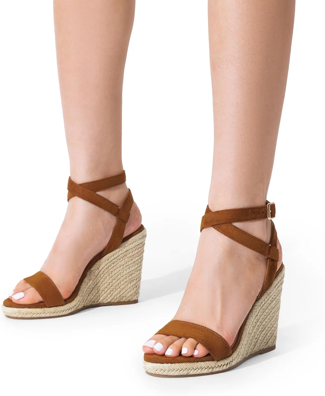 DREAM PAIRS Womens Open Toe Espadrilles Dressy Platform Sandals Buckle Ankle Strap Stylish Wedges Sandals