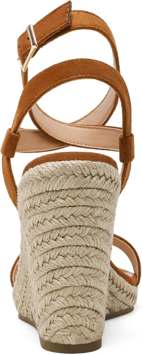 DREAM PAIRS Womens Open Toe Espadrilles Dressy Platform Sandals Buckle Ankle Strap Stylish Wedges Sandals