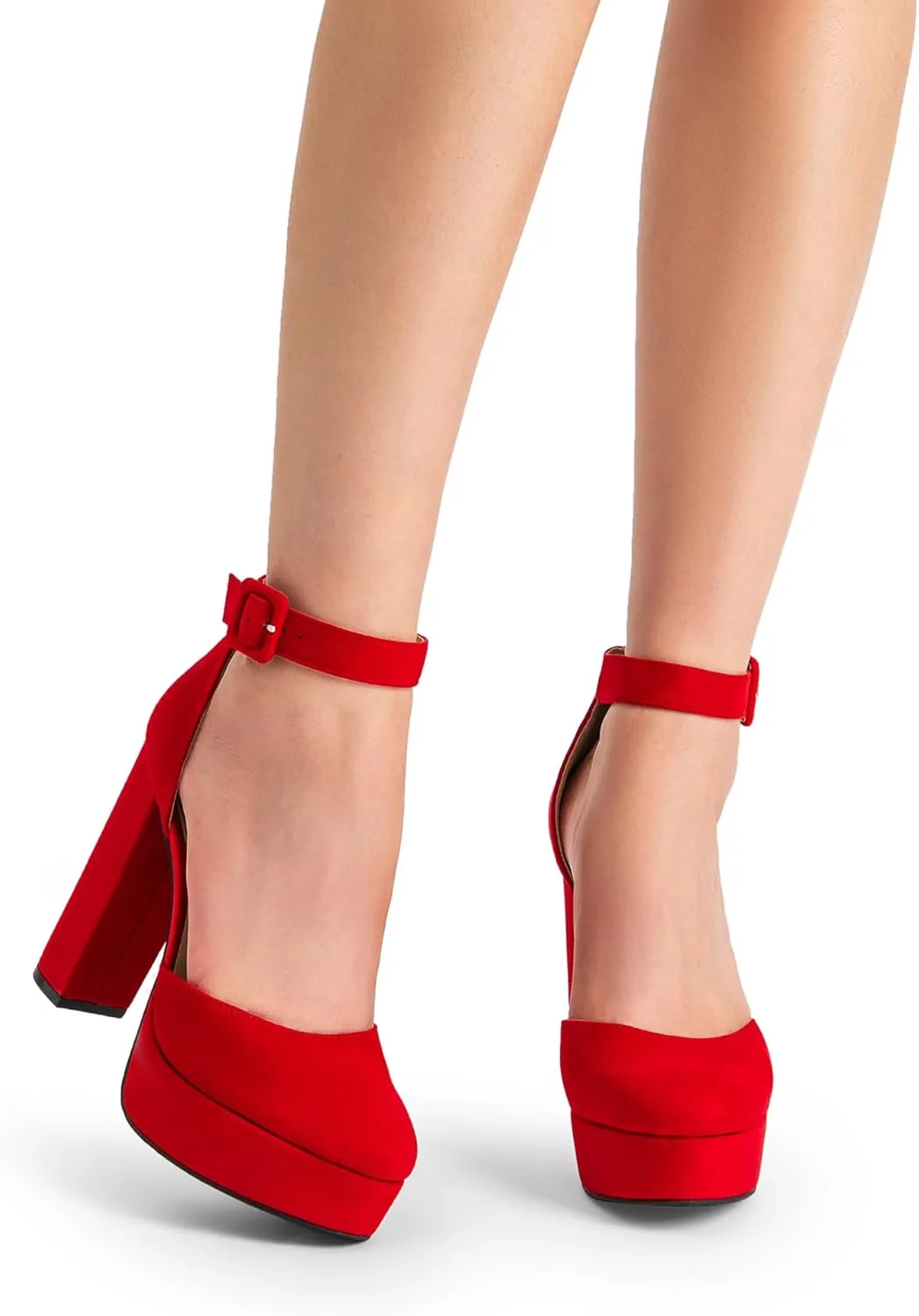 DREAM PAIRS Women's Platform High Chunky Heels Closed Toe Block Ankle Strap Dress Buckle Round Toe Wedding Party Comfortable Pumps Shoes