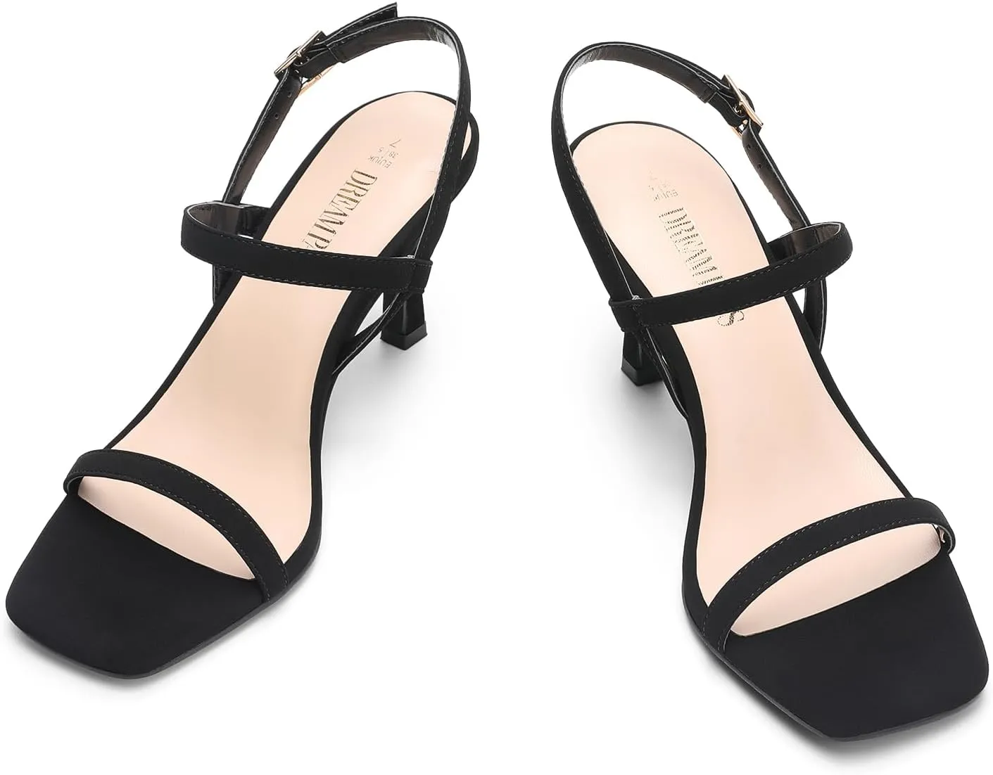 DREAM PAIRS Womens Slingback Heels Square Open Toe Strappy Sandals Ankle Strap High Heeled Dressy Shoes