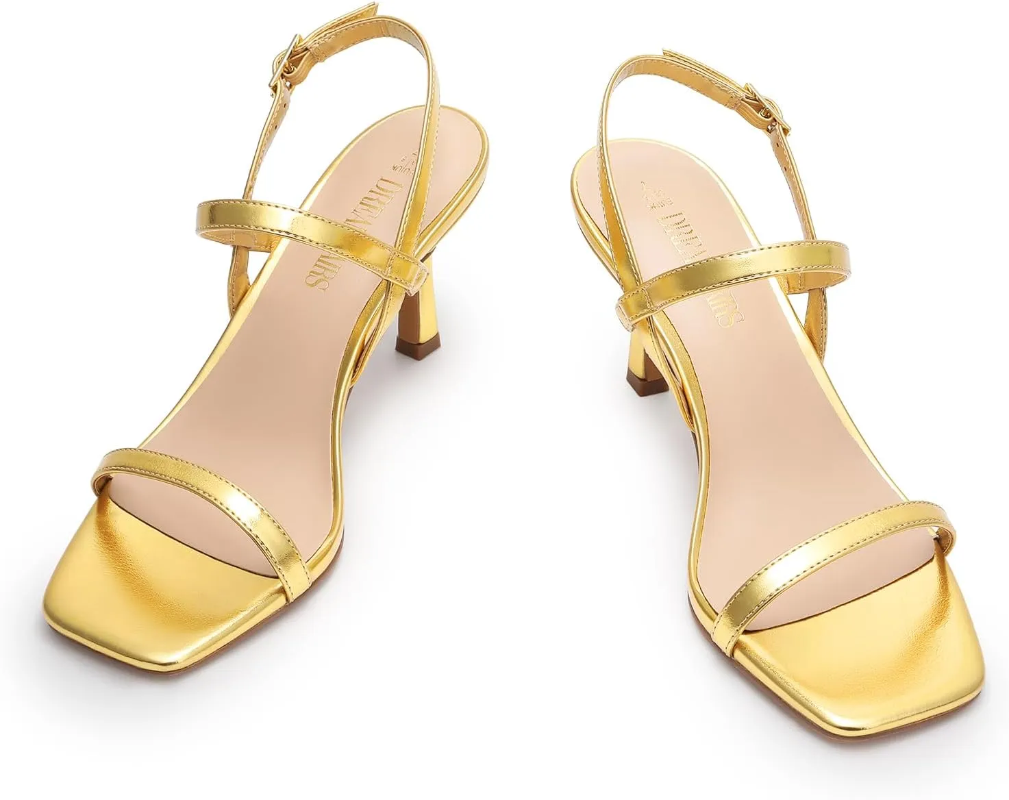 DREAM PAIRS Womens Slingback Heels Square Open Toe Strappy Sandals Ankle Strap High Heeled Dressy Shoes
