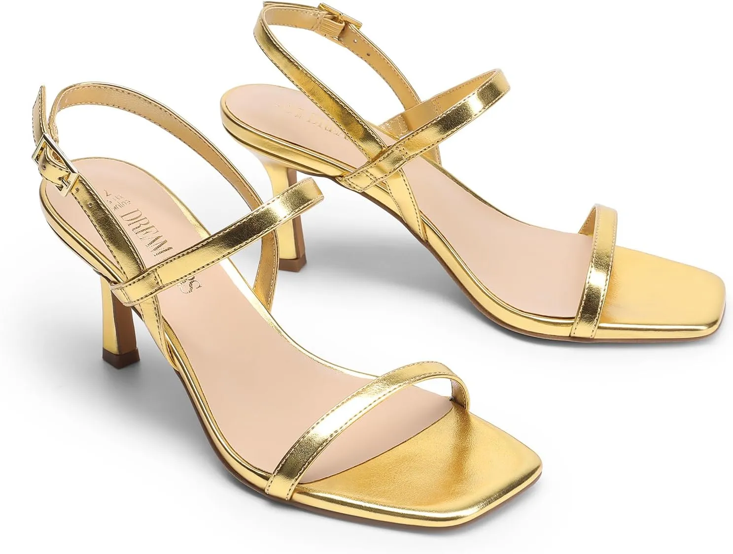 DREAM PAIRS Womens Slingback Heels Square Open Toe Strappy Sandals Ankle Strap High Heeled Dressy Shoes