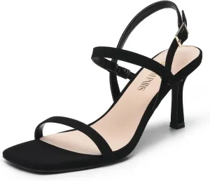 DREAM PAIRS Womens Slingback Heels Square Open Toe Strappy Sandals Ankle Strap High Heeled Dressy Shoes