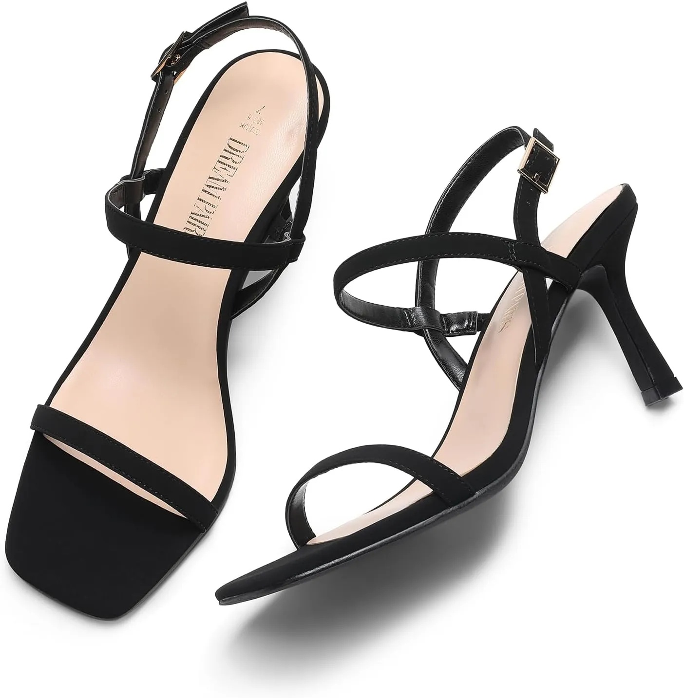 DREAM PAIRS Womens Slingback Heels Square Open Toe Strappy Sandals Ankle Strap High Heeled Dressy Shoes