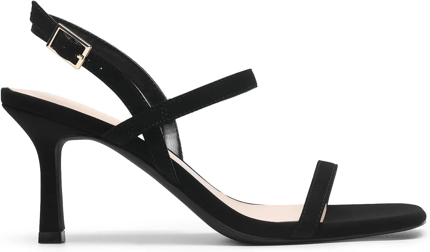 DREAM PAIRS Womens Slingback Heels Square Open Toe Strappy Sandals Ankle Strap High Heeled Dressy Shoes