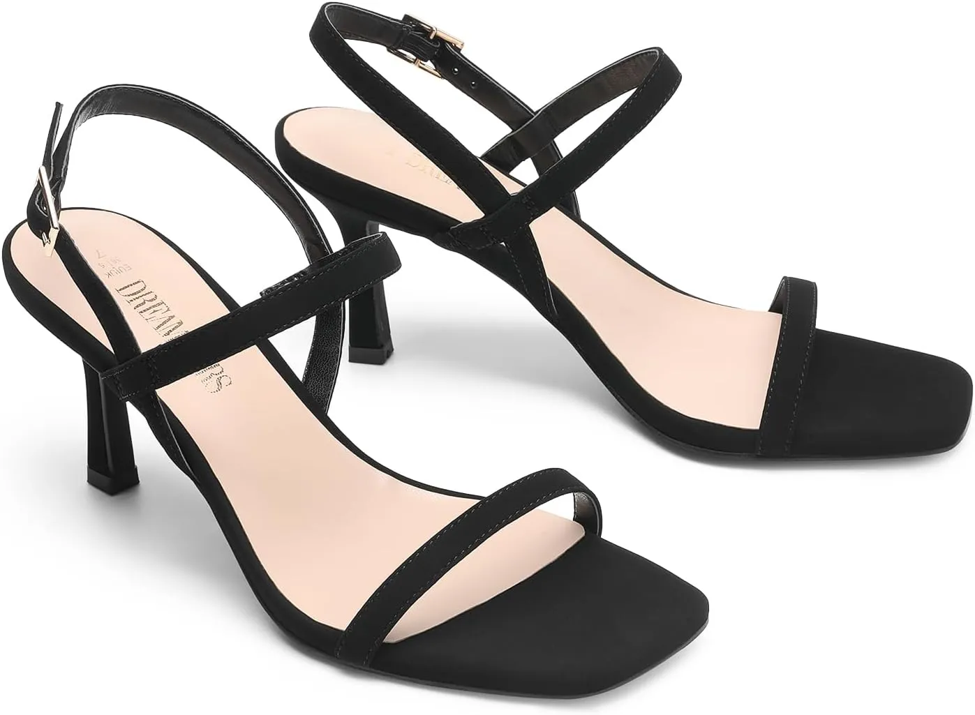 DREAM PAIRS Womens Slingback Heels Square Open Toe Strappy Sandals Ankle Strap High Heeled Dressy Shoes