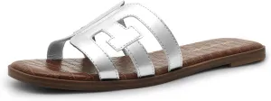 DREAM PAIRS Women's Slip-on Slides Open Toe Dressy Flat Slide Sandals Fashion Classic Summer Beach Slippers