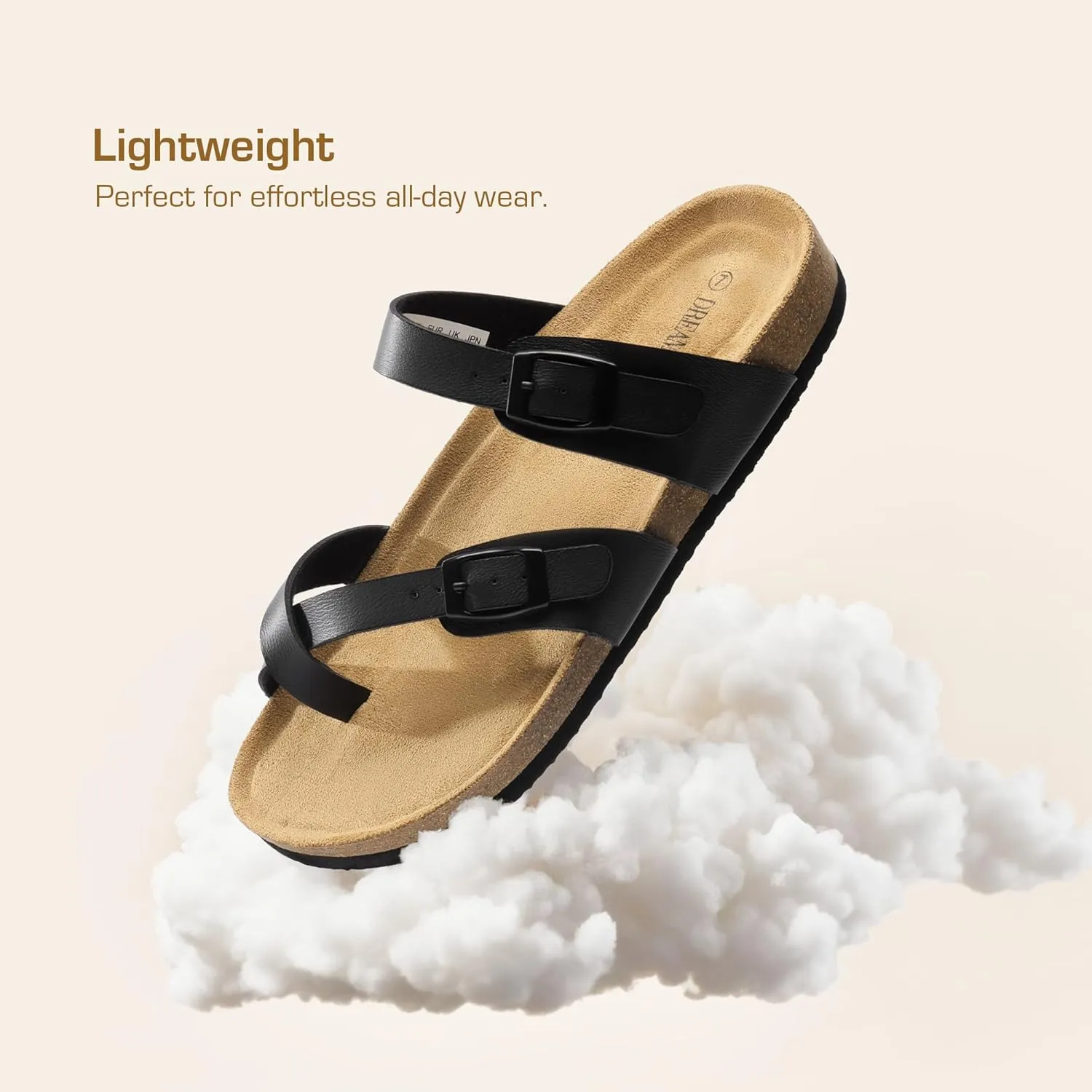 DREAM PAIRS Women's Thong Slide Sandals with Cork Footbed Open Toe Adjustable Slip On Slippers Comfort Flat Sandals for Summer