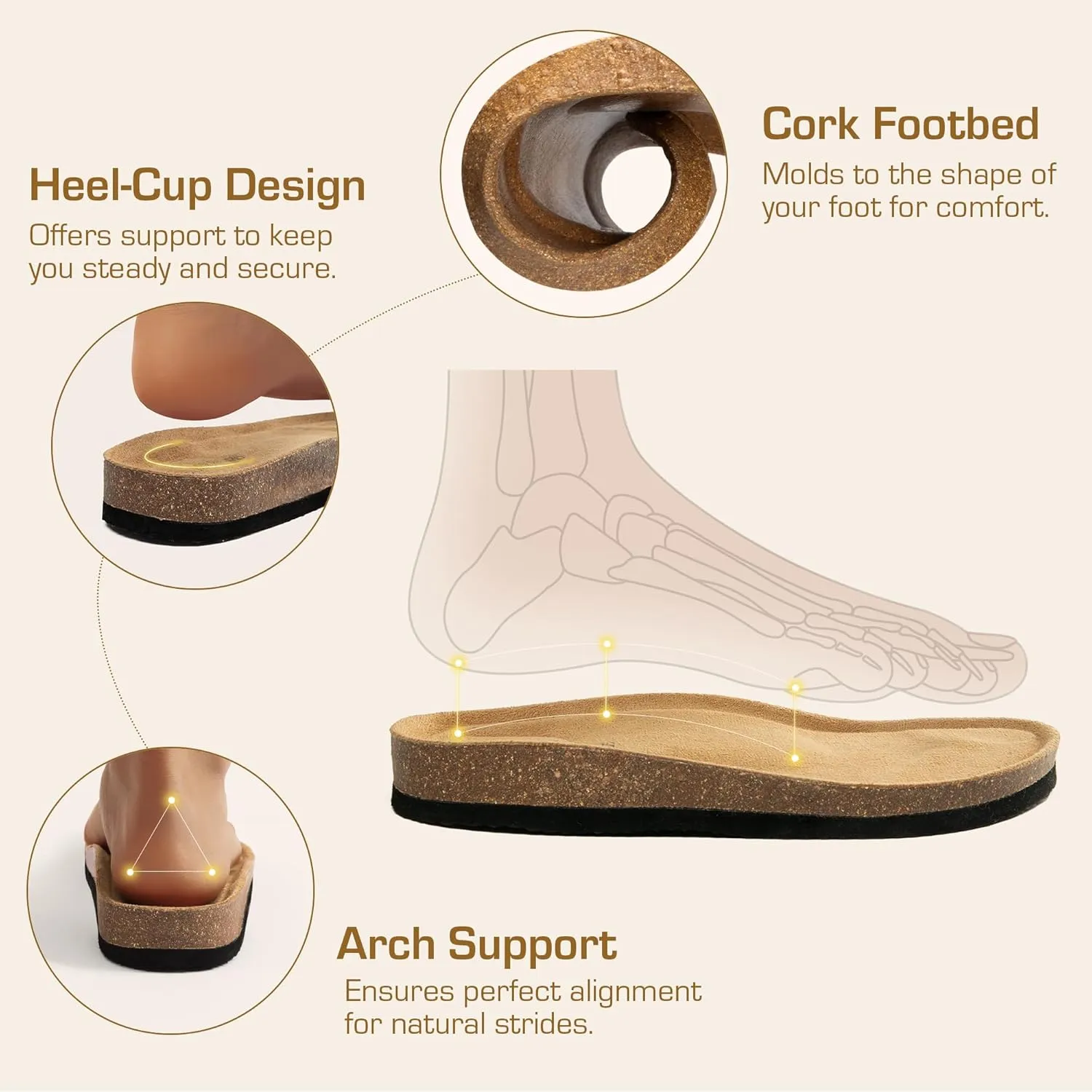 DREAM PAIRS Women's Thong Slide Sandals with Cork Footbed Open Toe Adjustable Slip On Slippers Comfort Flat Sandals for Summer