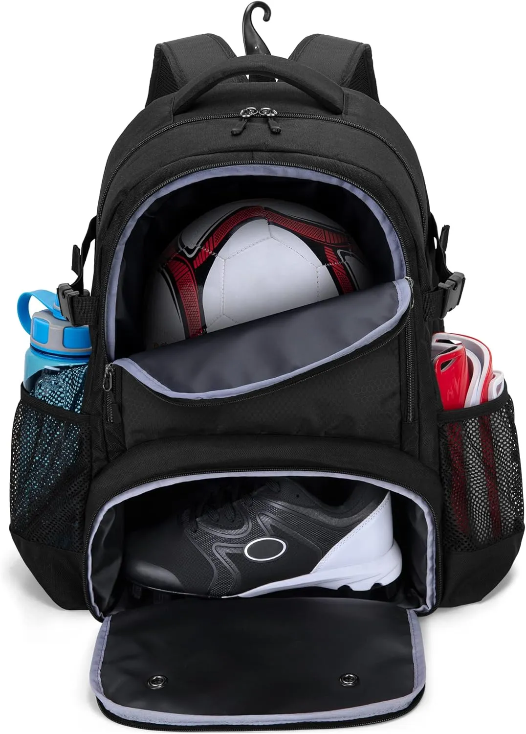 DSLEAF Soccer Bag with Ball Space, Soccer Equipment Backpack with Separated Shoe Compartment for Soccer, Basketball and Volleyball Training