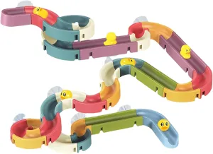 Duck Slide Bath Toys for Kids Ages 4-8, Suction Cup Wall Track Building Kit 3  , Toddler DIY Bathtub Building Set ,Fun Educational Bathtime Essential Toy,Boys Girls Christmas Birthday Gift (62PCS)