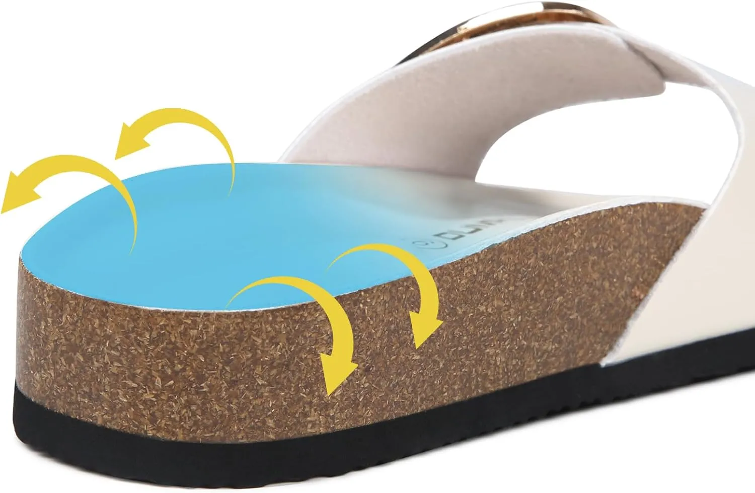 Dumalum Womens Slides Sandals Cork Footbed Flat Sandals Comfort Open Toe Buckle Flip Flops Slip On Home Slippers for Dressy Summer Beach Essentials