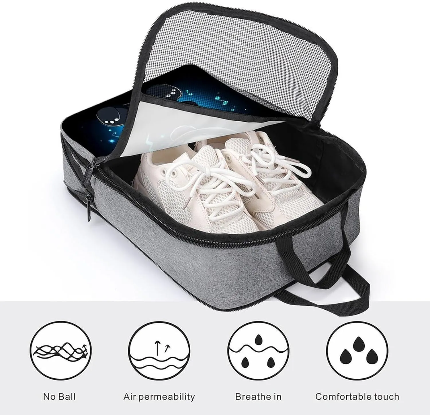Dust Proof Shoe Bags Animal Headphones Music Cute Panda (2) for Travel, Gym, Sport, Travel Essentials Shoe Bags with Zipper Closure for Women and Men