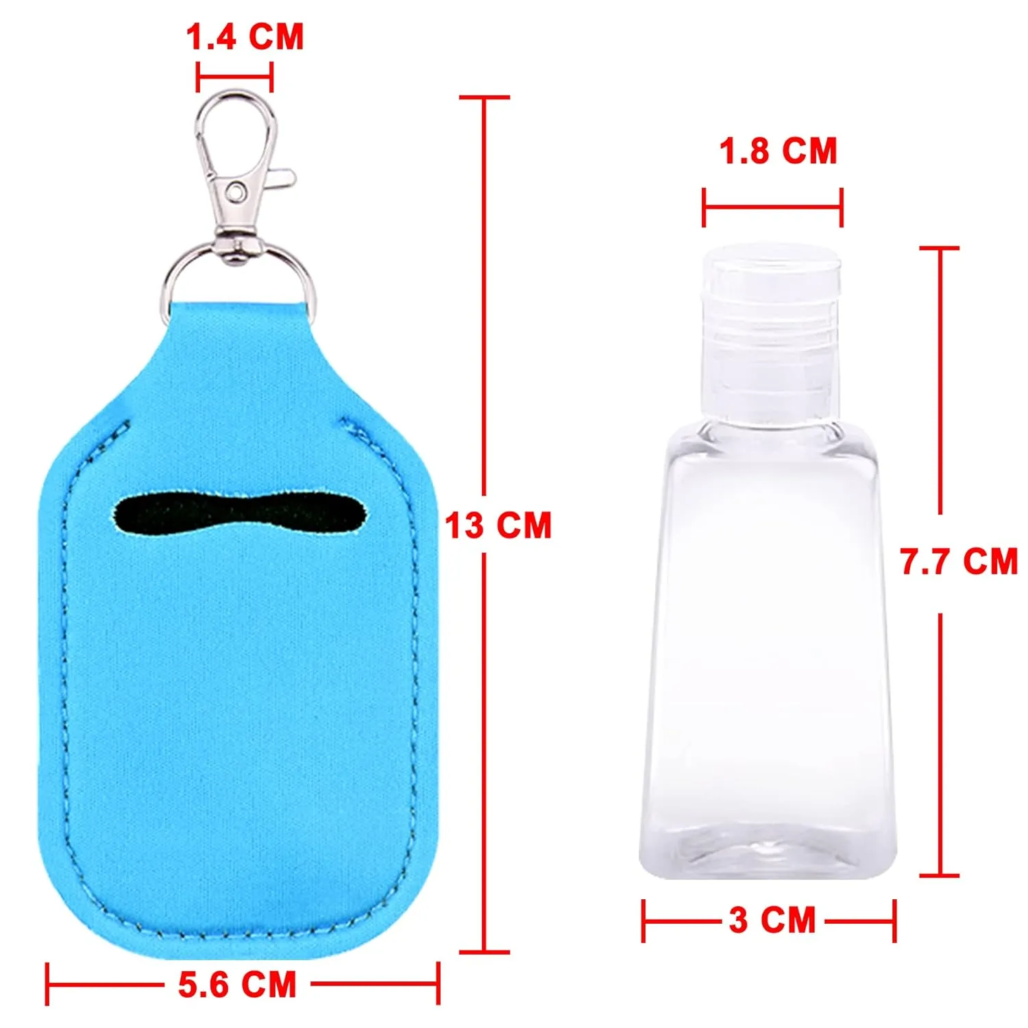 Duufin 40 Pieces Hand Sanitizer Keychain Holders Set Including 20 Pieces Hand Sanitizer Holder Bulk and 20 Pieces Empty Travel Size Bottles
