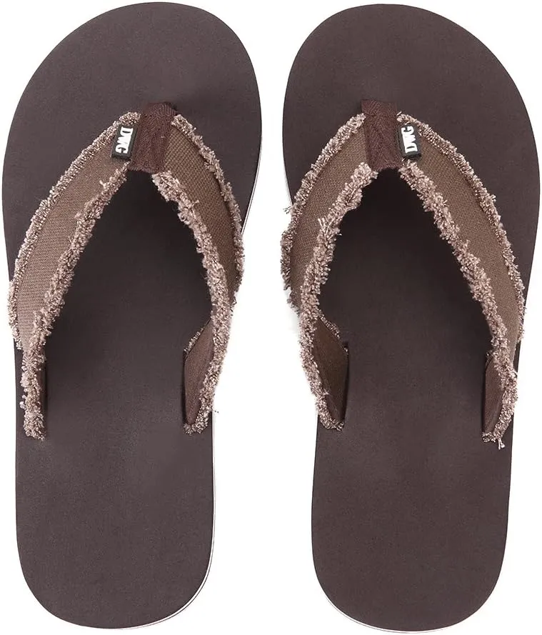 DWG Men's Soft Flip-Flop Sandals, Light Weight, Shock Proof, Non-Slip, Wide Sole, Canvas Strap, Comfort Thong Slippers for Indoor and Outdoor Beach,Size 8.5-14