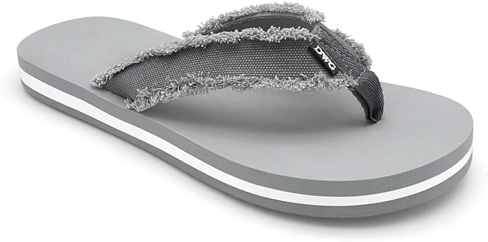 DWG Men's Soft Flip-Flop Sandals, Light Weight, Shock Proof, Non-Slip, Wide Sole, Canvas Strap, Comfort Thong Slippers for Indoor and Outdoor Beach,Size 8.5-14