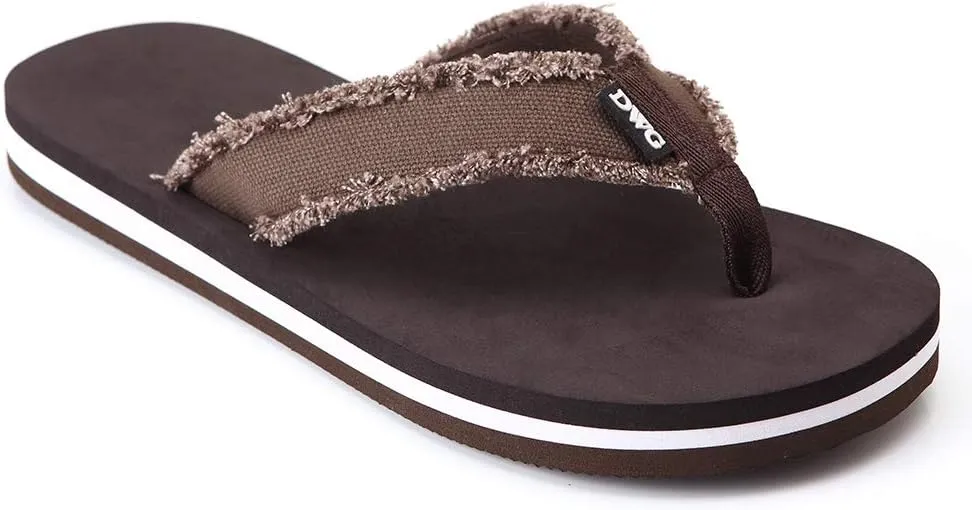 DWG Men's Soft Flip-Flop Sandals, Light Weight, Shock Proof, Non-Slip, Wide Sole, Canvas Strap, Comfort Thong Slippers for Indoor and Outdoor Beach,Size 8.5-14