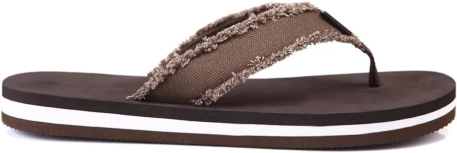 DWG Men's Soft Flip-Flop Sandals, Light Weight, Shock Proof, Non-Slip, Wide Sole, Canvas Strap, Comfort Thong Slippers for Indoor and Outdoor Beach,Size 8.5-14