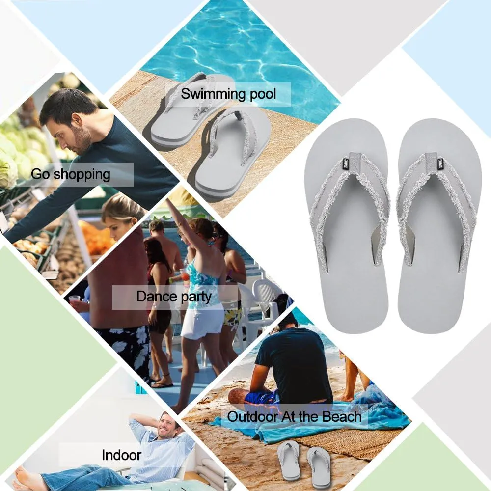 DWG Men's Soft Flip-Flop Sandals, Light Weight, Shock Proof, Non-Slip, Wide Sole, Canvas Strap, Comfort Thong Slippers for Indoor and Outdoor Beach,Size 8.5-14