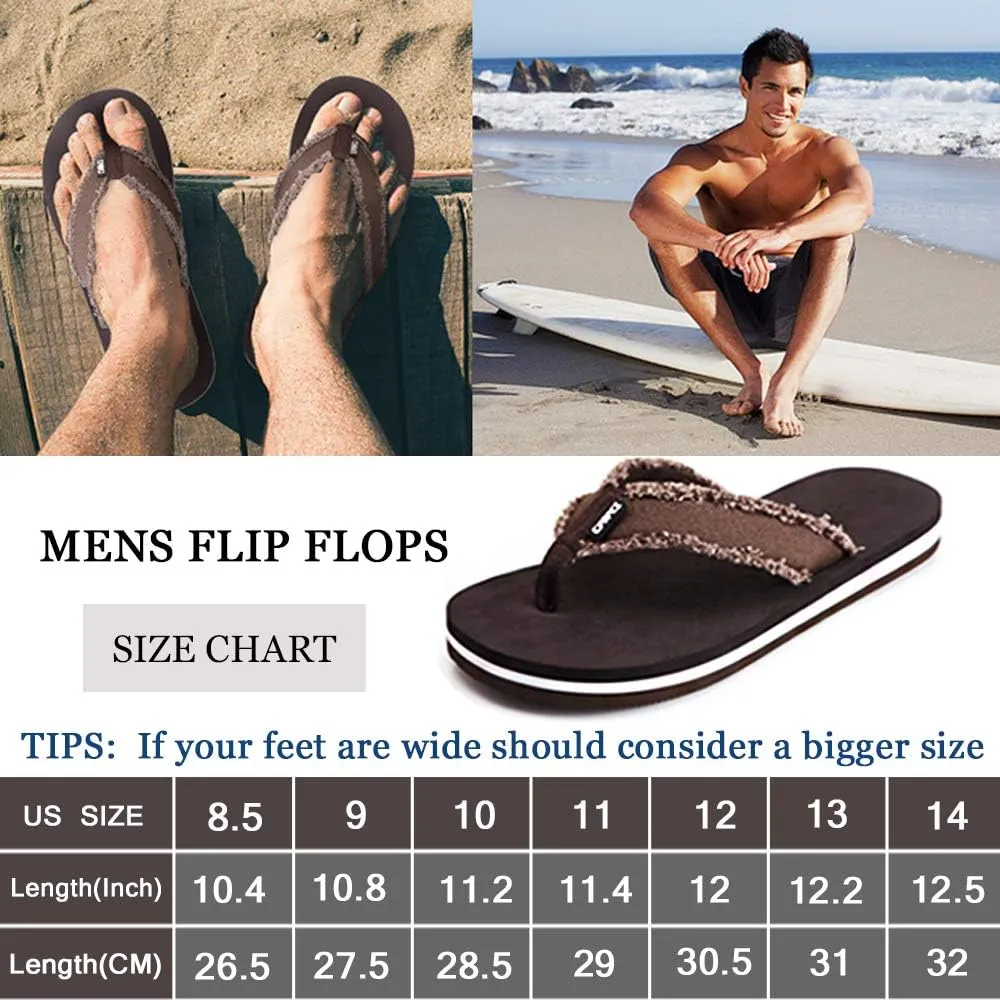 DWG Men's Soft Flip-Flop Sandals, Light Weight, Shock Proof, Non-Slip, Wide Sole, Canvas Strap, Comfort Thong Slippers for Indoor and Outdoor Beach,Size 8.5-14